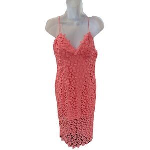 Bardot Coral Pink Floral Lace Slip Dress